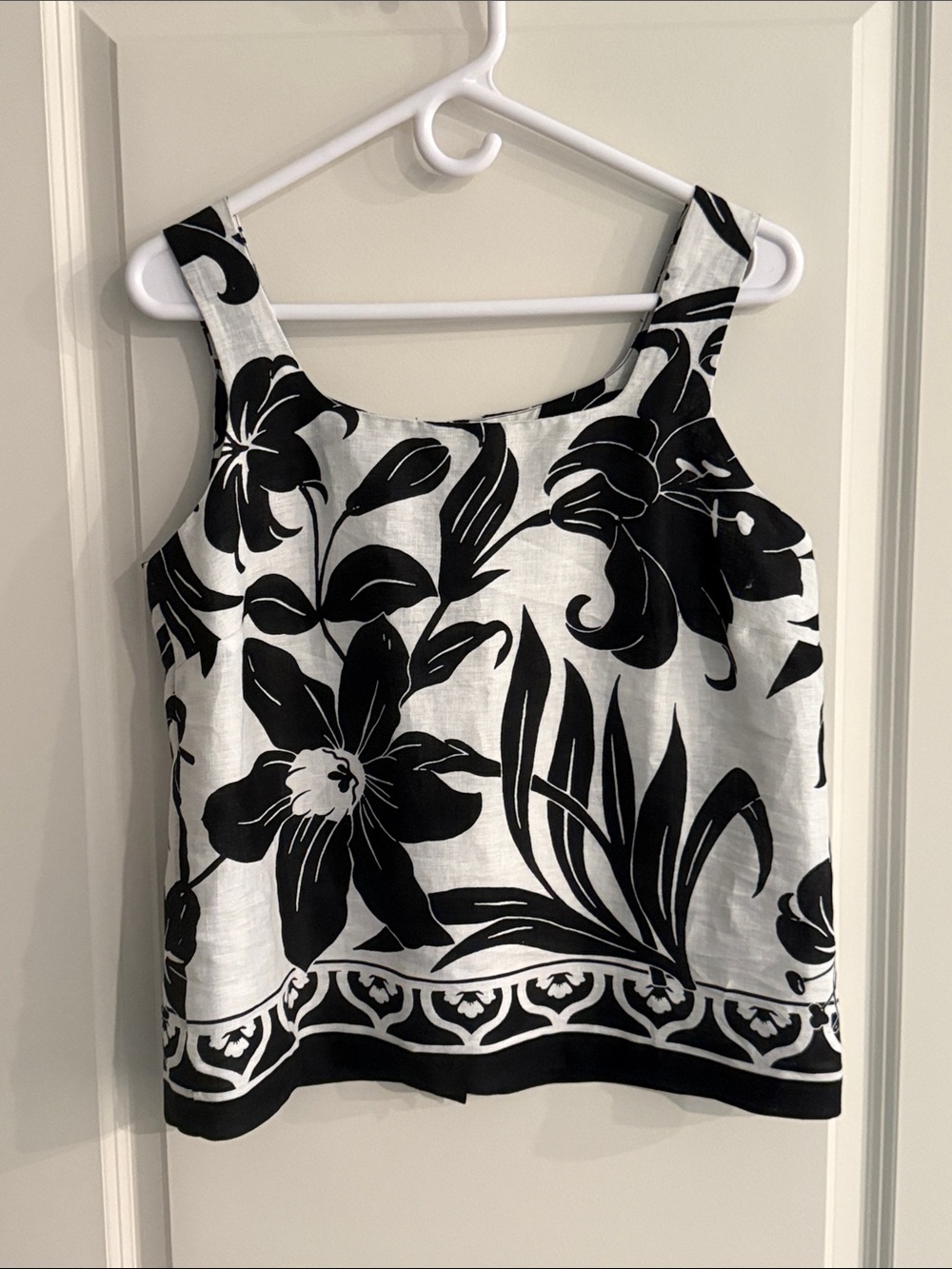 Talbots Black and White Floral Tank